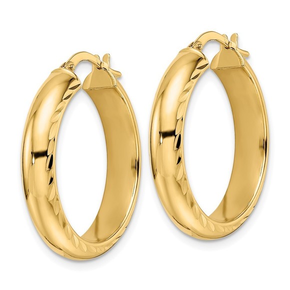 14K Polished & D/C Hoop Earrings - Picture 4 of 4